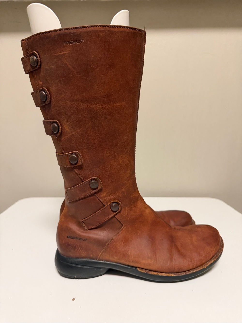 Merrell Tetra Launch Riding Boots Cherry Brown Leather Waterproof Women’s US 7 - Picture 3 of 8